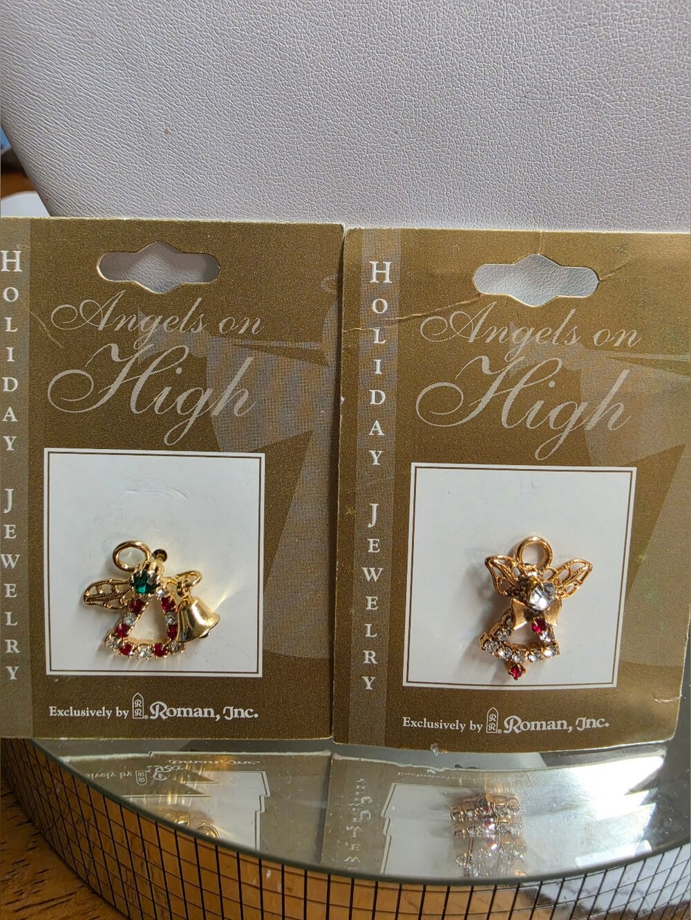 Vintage 2001 Roman Inc Angels  Christmas Pins Set Of 2 New Old Stock